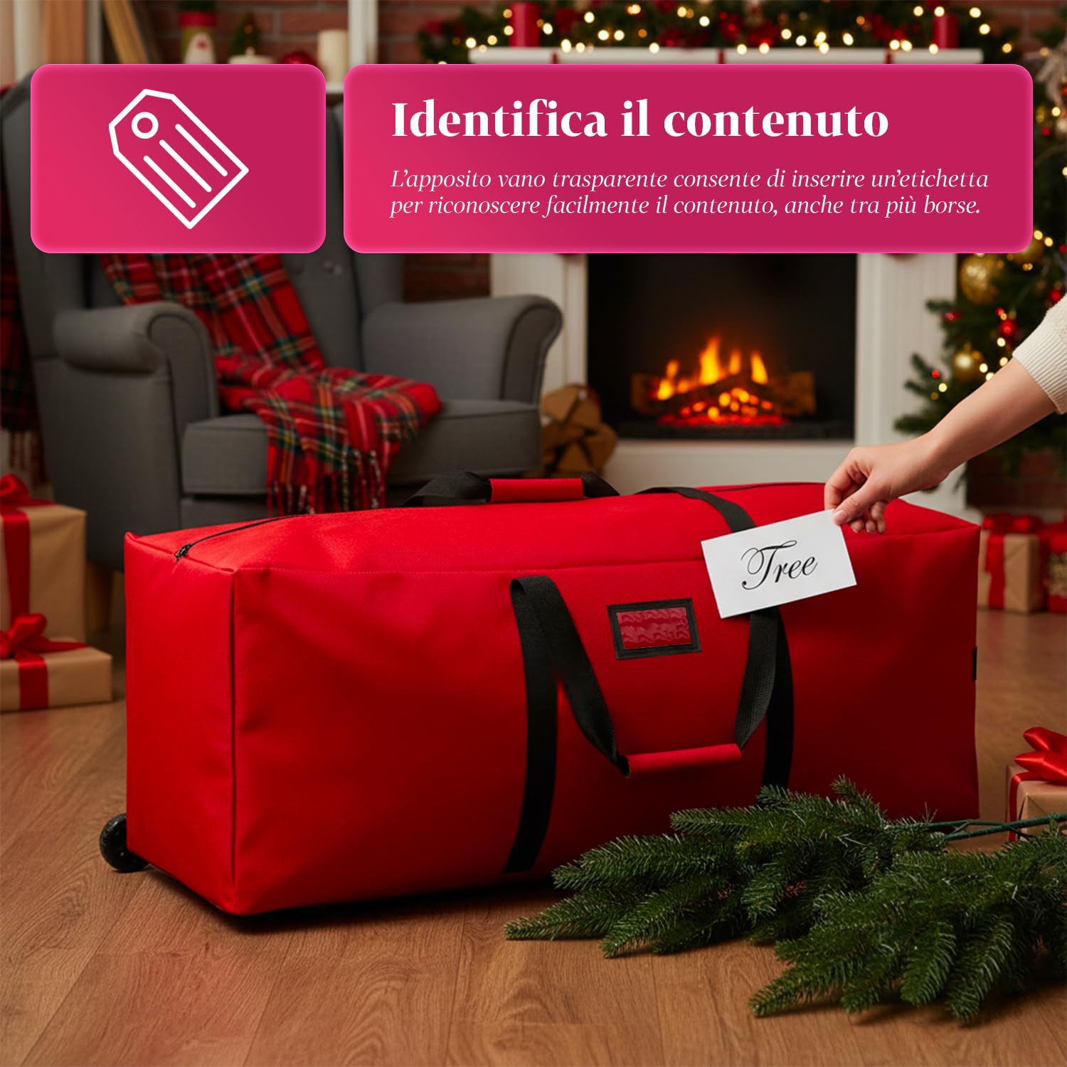 Avilia – Contenitore Porta Albero di Natale con Ruote, Manici Rinforzati e Zip Impermeabile, Ideale per Custodia e Trasporto Alberi fino a 240 cm, Realizzato in Tessuto Oxford Resistente 600D