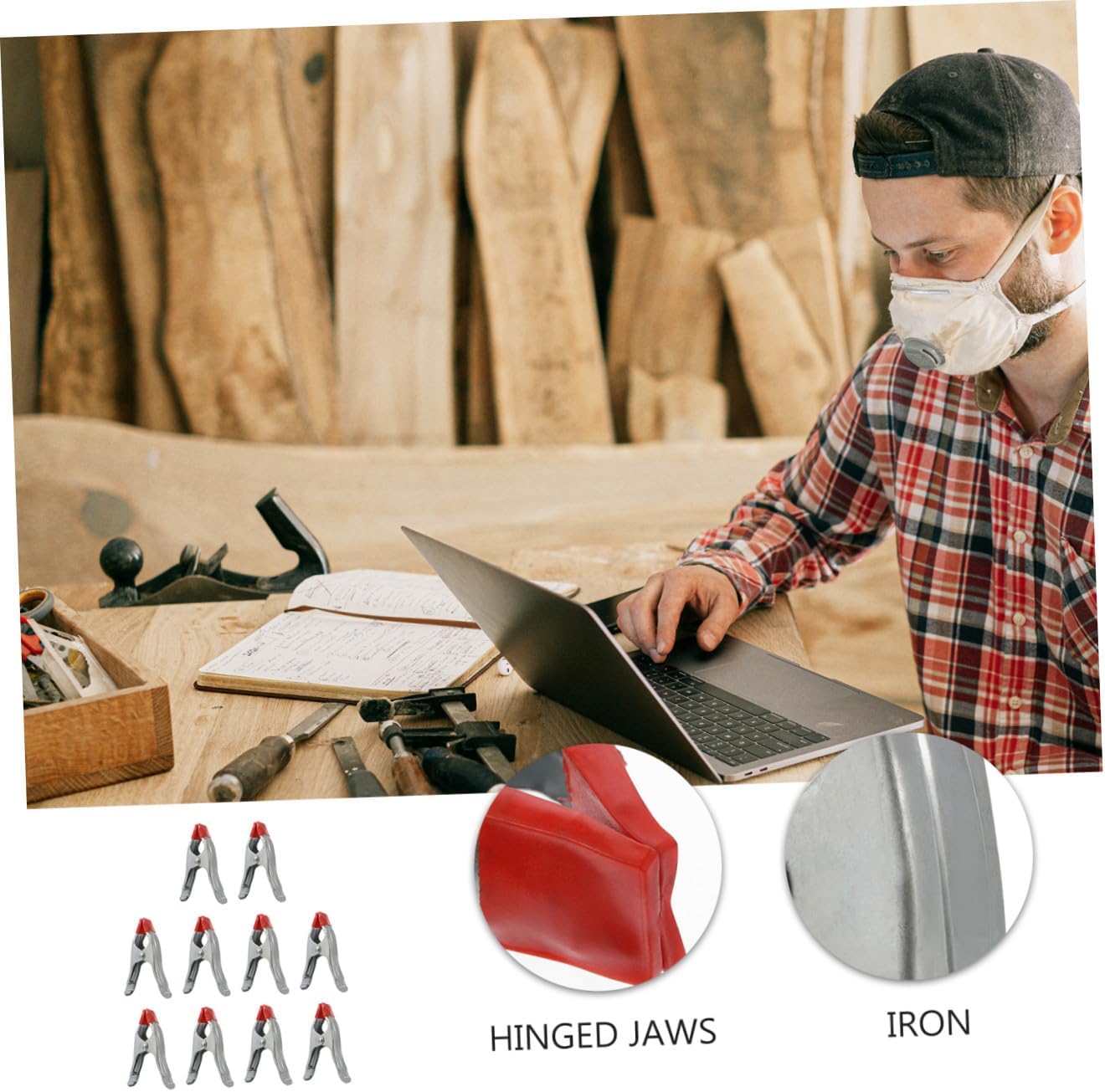 10pcs Thickened A-shaped Carpentry Spring Clamps Iron Woodworking Clips Heavy-duty Quick-release Clamps for Woodworking and Stone Fixing 6-inch