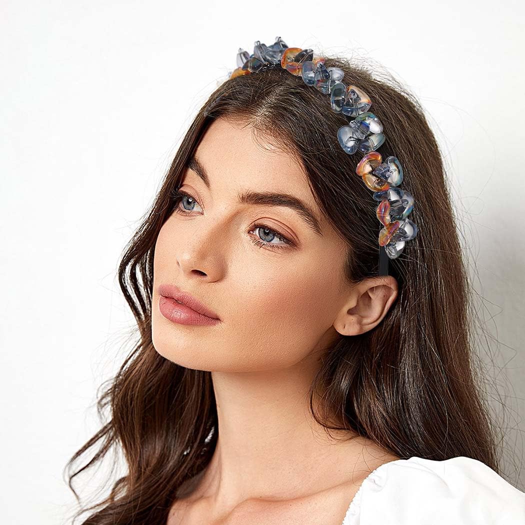 IYOU Shiny Crystal Headband Black Sparkly Rhinestone Hair Hoop Stones Party Costume Hair Accessories for Women - Image 3