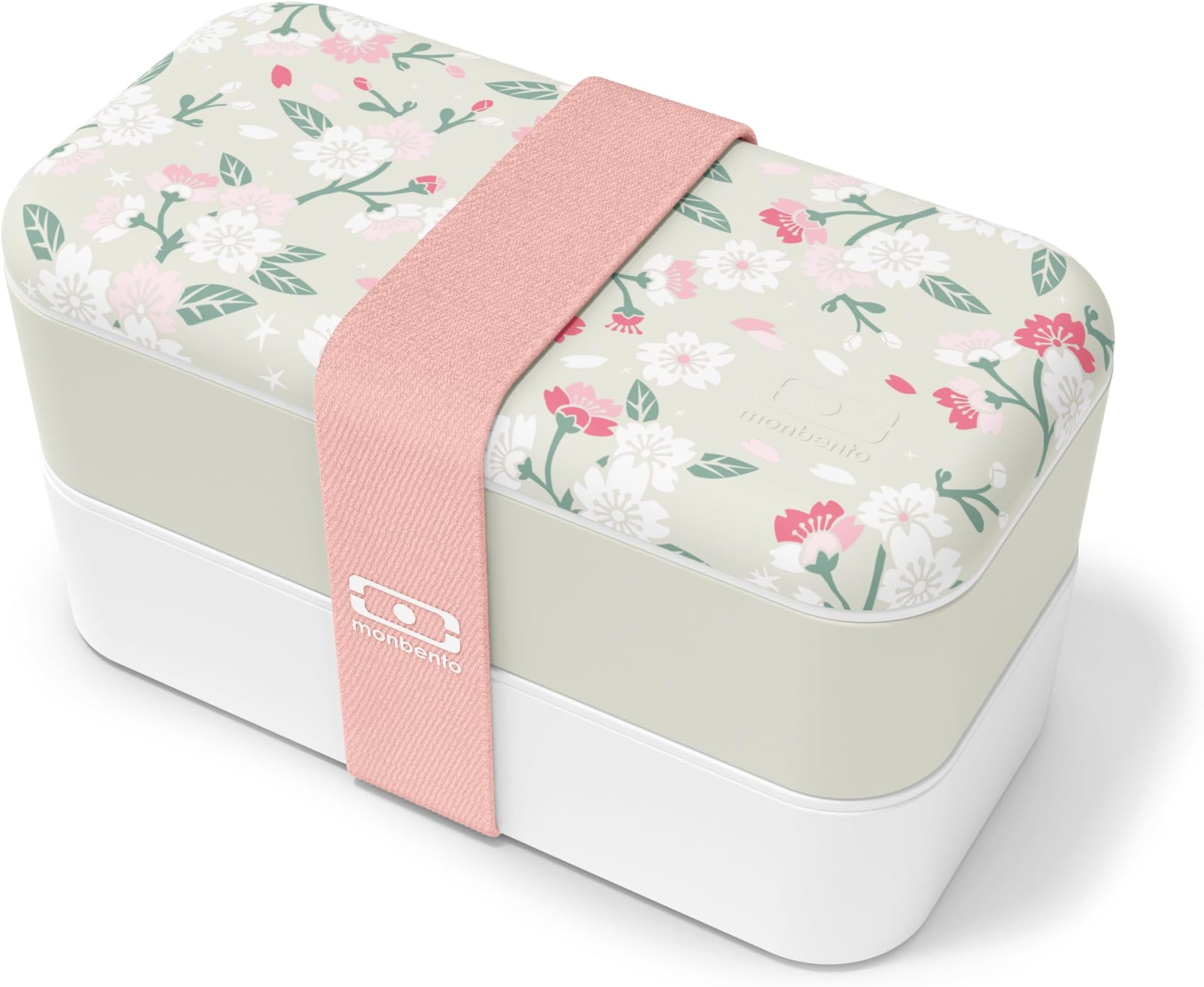 monbentoBento Box Adult MB Original green - 2 Leakproof Compartments - Stackable Lunch Box Ideal for Work/Picnic/Sports - BPA Free Food Containers - Microwave & Dishwasher Safe - Flowers