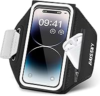 Vista 9 de Brazalete para teléfono celular con auriculares, bolsillo con cremallera, soporte para iPhone 15 Pro Max /14/13/12/11 Pro Max/XS/XR, Galaxy S20 S10