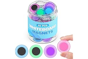 50 Pcs Round Multicolor Magnets for Whiteboard, Fridge, Dry Board