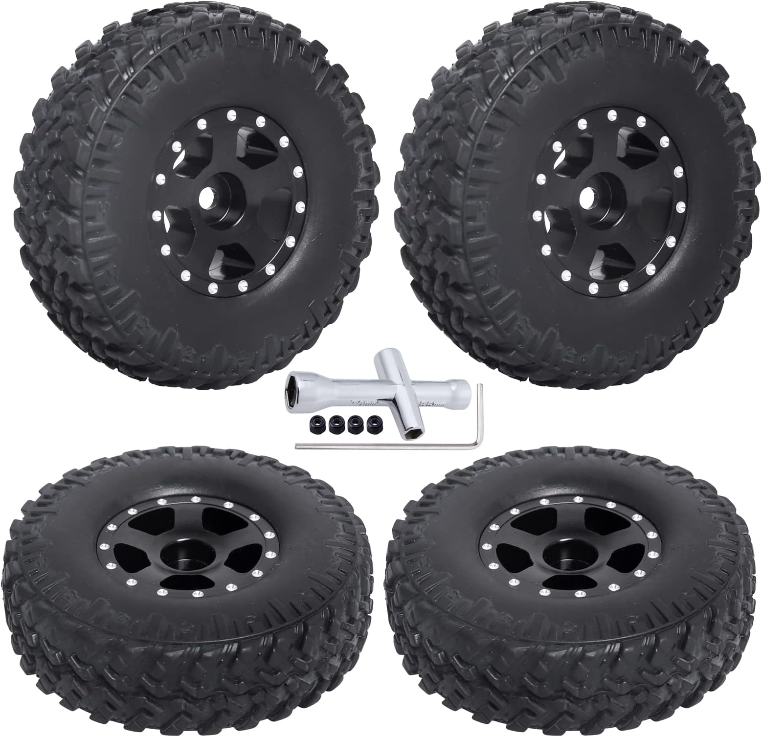Amazon.com: 1.0 Heavy Duty Metal Beadlock Wheel Highway tire Set Deep ...