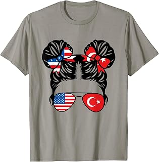 Half American Half Turkish Girl USA Turkey Flag Patriot T-Shirt