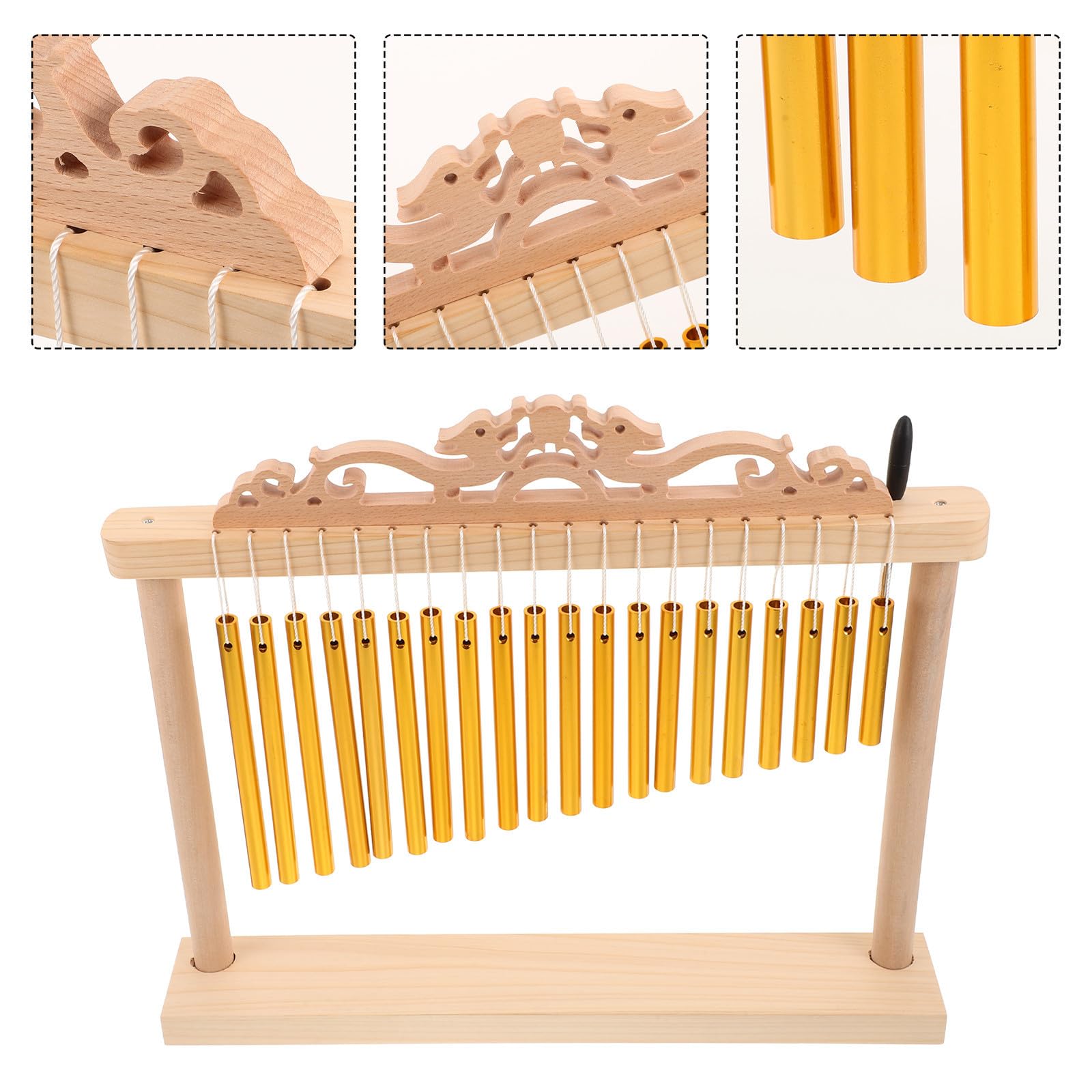 Campanas de Mano Doradas de 20 Notas con Mazo, Estructura Estable y Sonido Sensible para Percusionistas en Presentaciones y Escenario