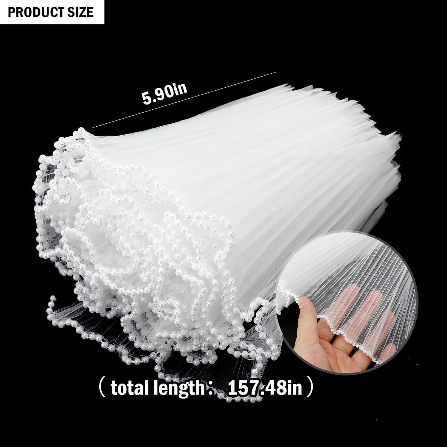 CIZITBE 4.37 Yards White Flower Wrapping Paper with Pearl Edge, Bouquet Wrapping Mesh Paper for Valentines, Wedding, Christmas Decor, Florist Supplies and Gift Packaging (1pcs)