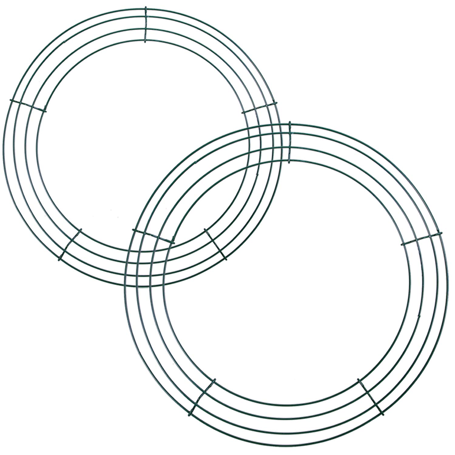 URATOT2 Pack Wire Wreath Frame Round Green Metal DIY Floral Crafts Wire Wreath Form for New Year Thanksgiving Day Valentines Decorations