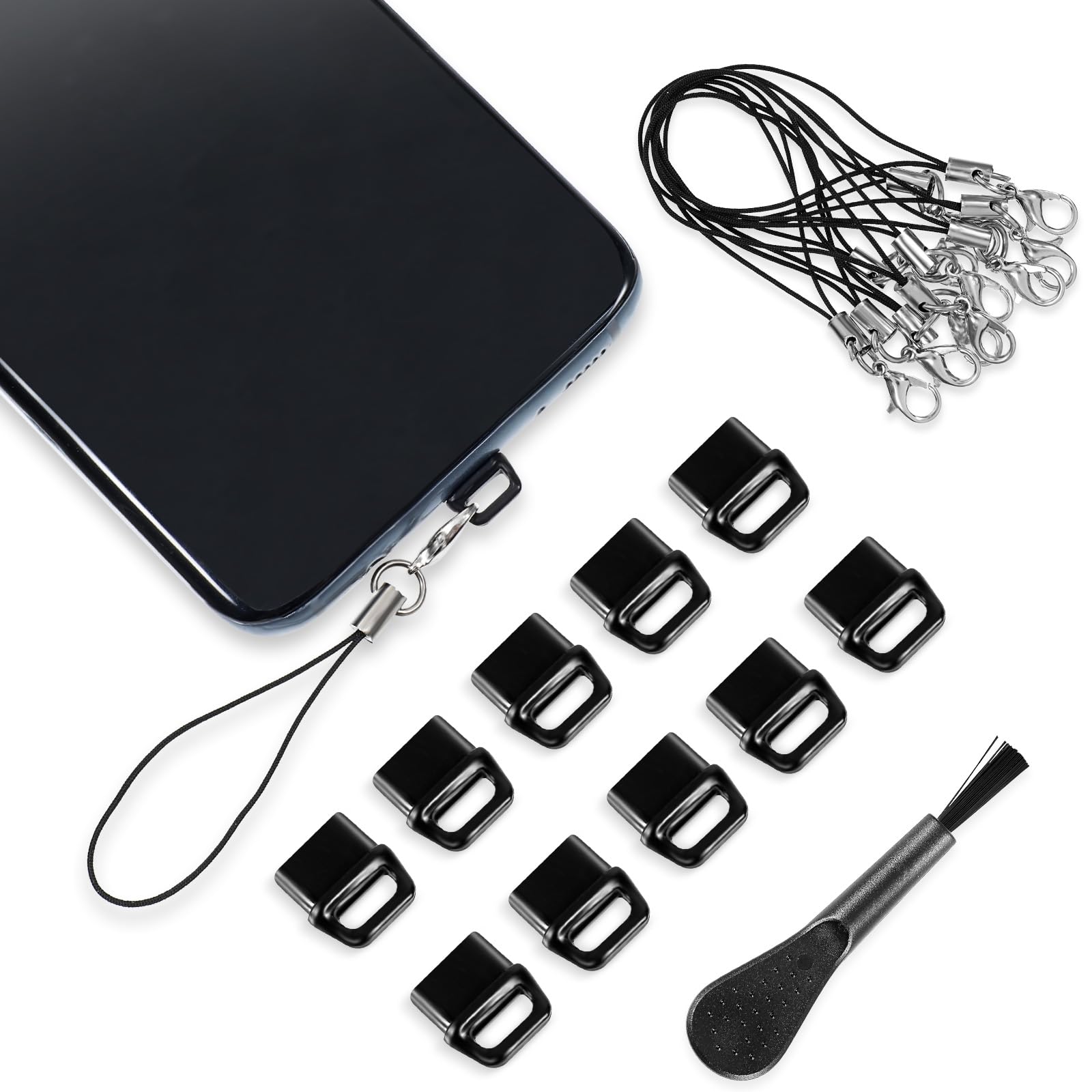 USB-C Stofplug Siliconen USB-C Stofplug Set Met Reinigingsborstel – Bescherm Je Telefoon Tegen Vuil En Stof Oplader Poort Beschermer