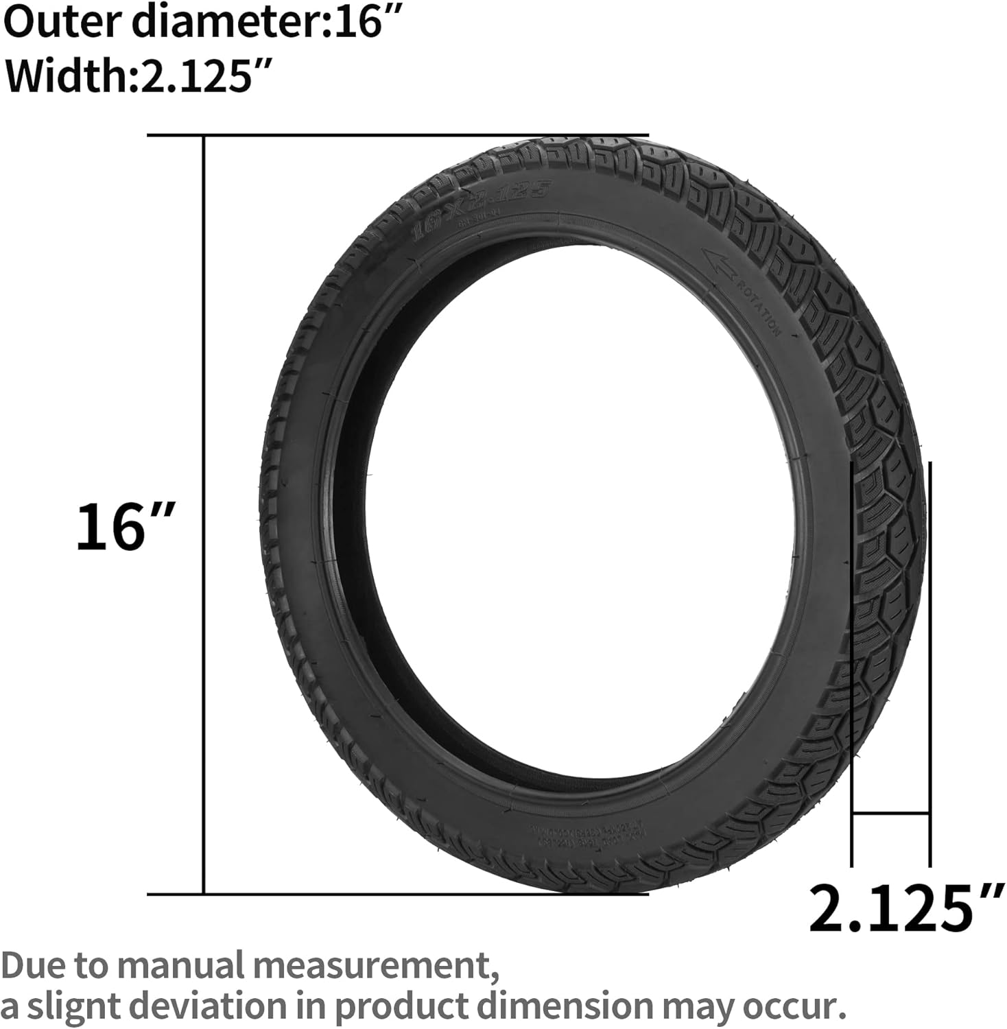 16 Inch 16 X 2.125 Bike Tires and Inner Tubes Fits for Electric Bicycle Bike Motorcycle and Most Kids Bikes Like RoyalBaby, Joystar, Dynacraf