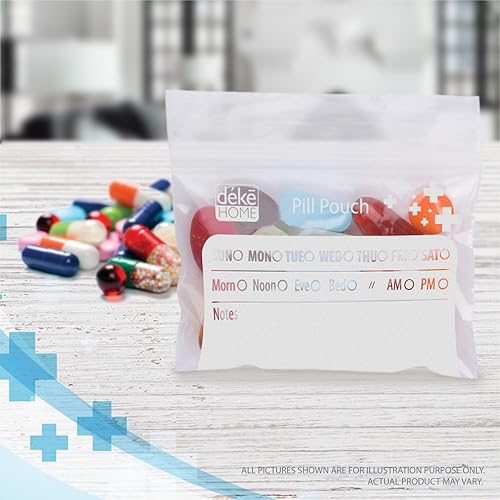 Miniatura 8 de Deke Home - Paquete de 500 bolsas de píldoras transparentes resellables (4 x 2.75 pulgadas), bolsas de medicamentos de viaje con etiqueta escrita