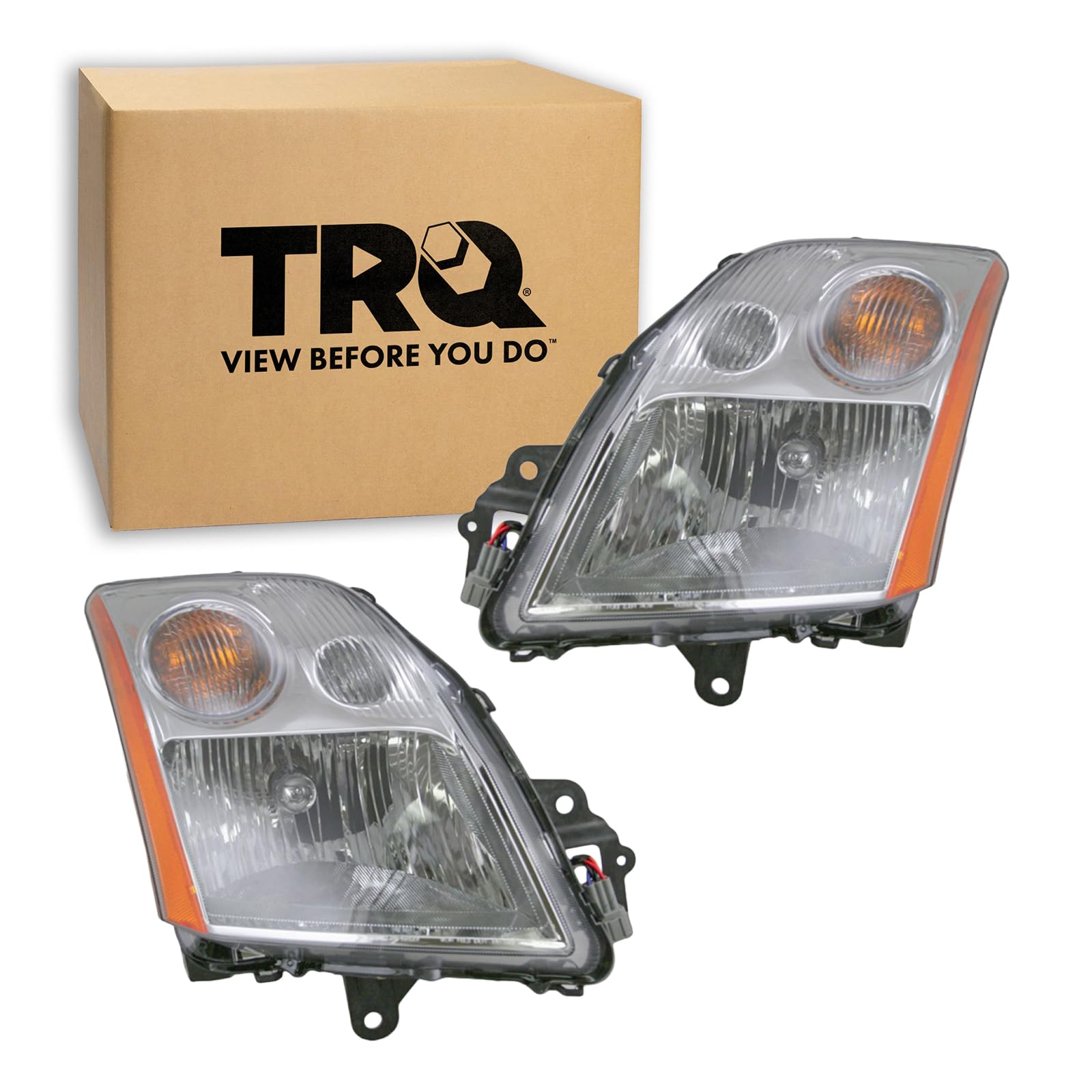 TRQ Headlight Assembly Set NI2502163 NI2503163 Compatible with 2007-2009 Nissan Sentra