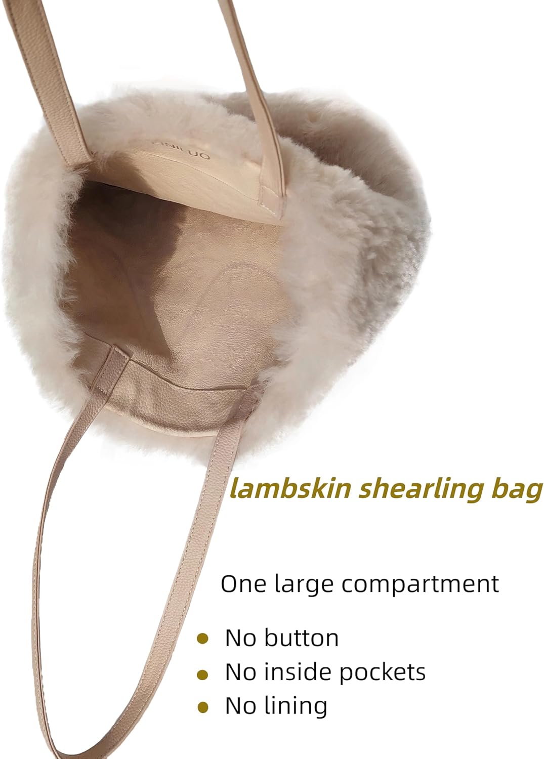 Lamb Shearling Tote Bag with Calfskin Leather Shoulder Straps,Fur Purse