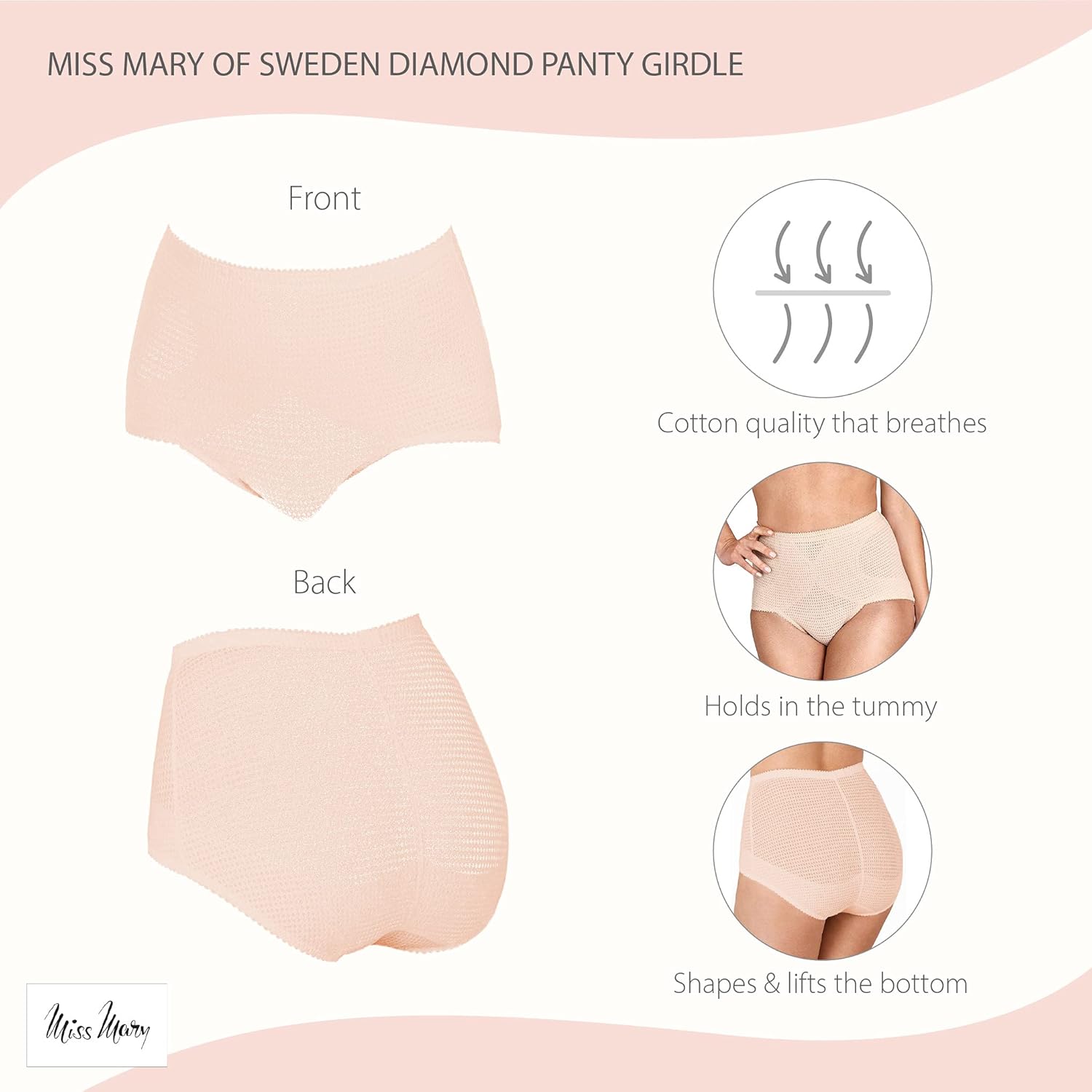 Miss Mary of Sweden Diamond Womens High Waist stomach Control Panty Girdle