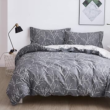 OAITE Duvet Cover Set,100% Cotton Comforter Cover with Floral Pattern Duvet Cover Set,Soft Bedding Set Includes with 3 Piece
