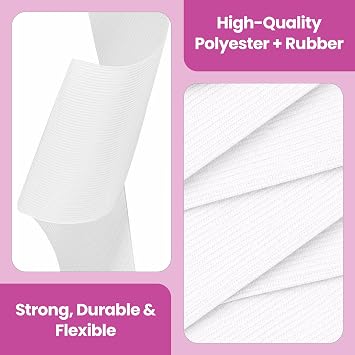 WedDecor Flat Elastic Band Heavy Stretch Elastic Band for Sewing Crafts Accessories, Webbing Garment, Fabric, Dressmaking, 32mm Wide, 1 metre Long, White