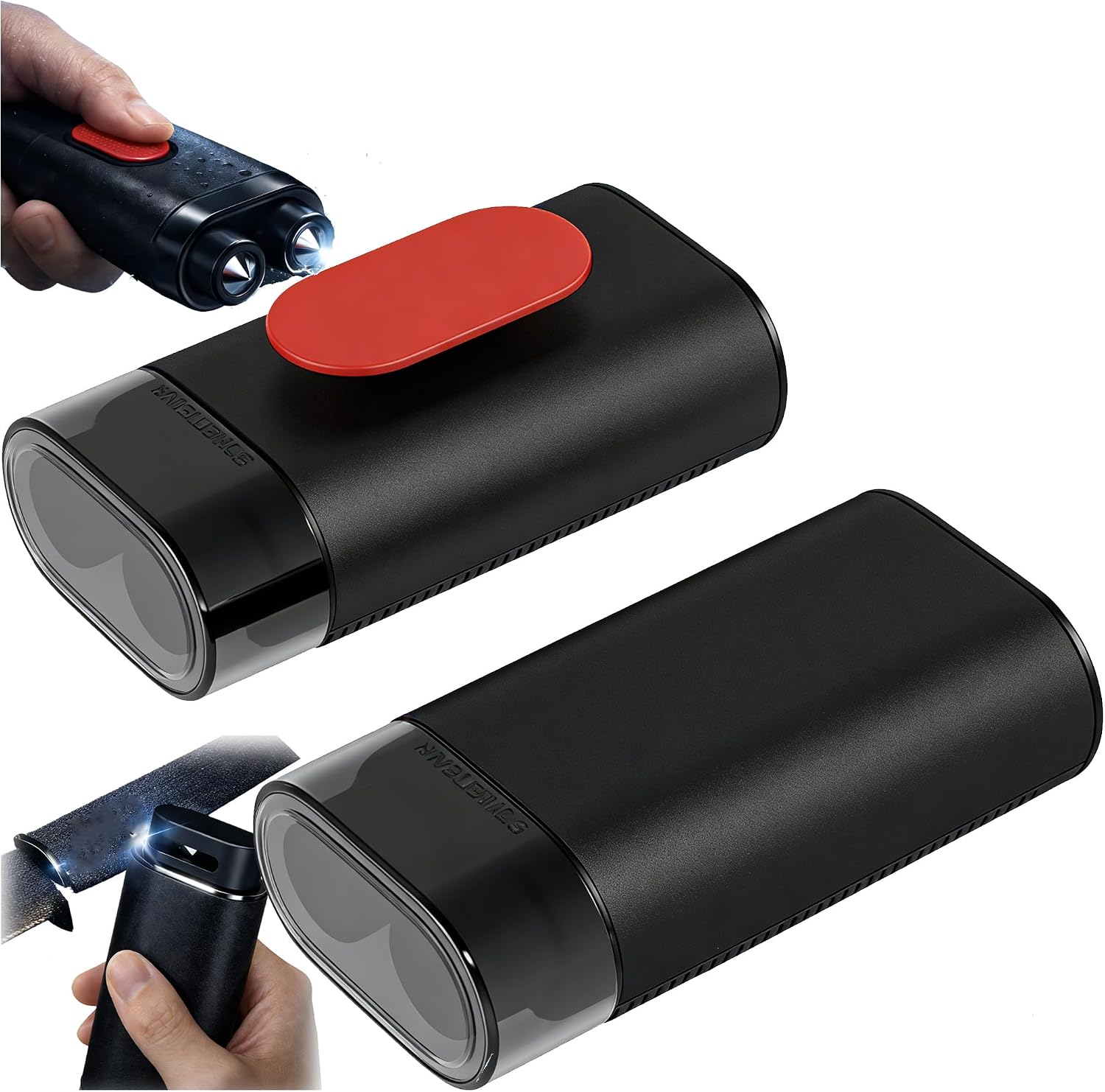 Window Breaker Seatbelt Cutter, 2-in-1 Car Glass Window Breaker Tool, Safety Hammer with Test Glass, Spring Loaded Emergency Escape Hammer for Sinking Cars, Flood Rescue 2PCS (Black)