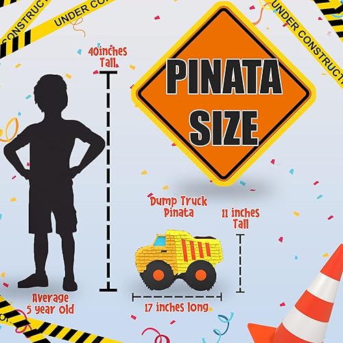 Miniatura 3 de Paquete de 4 piezas de piñata de camión volquete pequeño para niños (17.5 x 11 x 5 pulgadas), perfecto para decoraciones de cumpleaños de