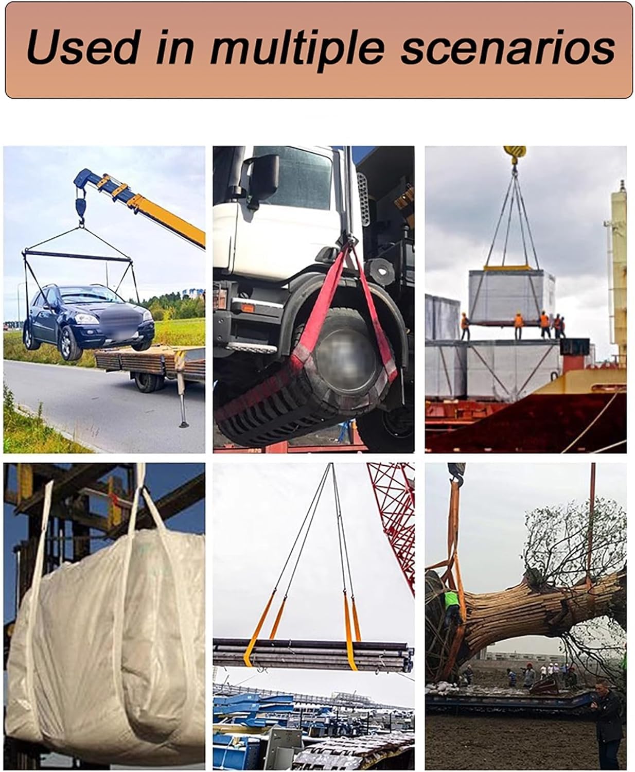 Eslingas de elevación planas de alta resistencia 1 ton 8 m 4 capas trenzada industrial