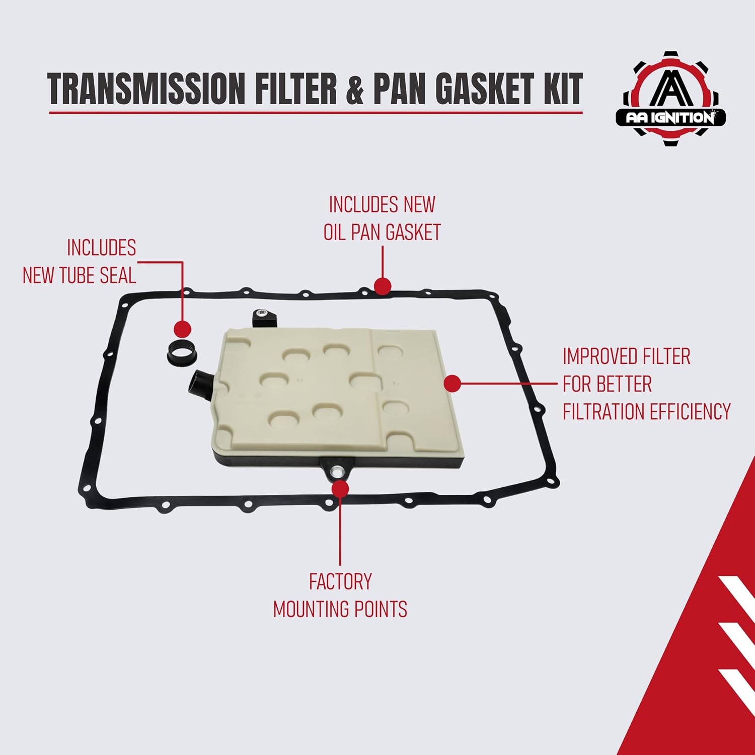 10R80 Ten Speed Transmission Filter Pan Gasket Kit by AA Ignition - Fits Ford and Lincoln - 2017-2025 F150, Bronco, Expedition, Explorer, Mustang, Ranger, Navigator - Replaces Parts FT202, HL3Z7A098A
