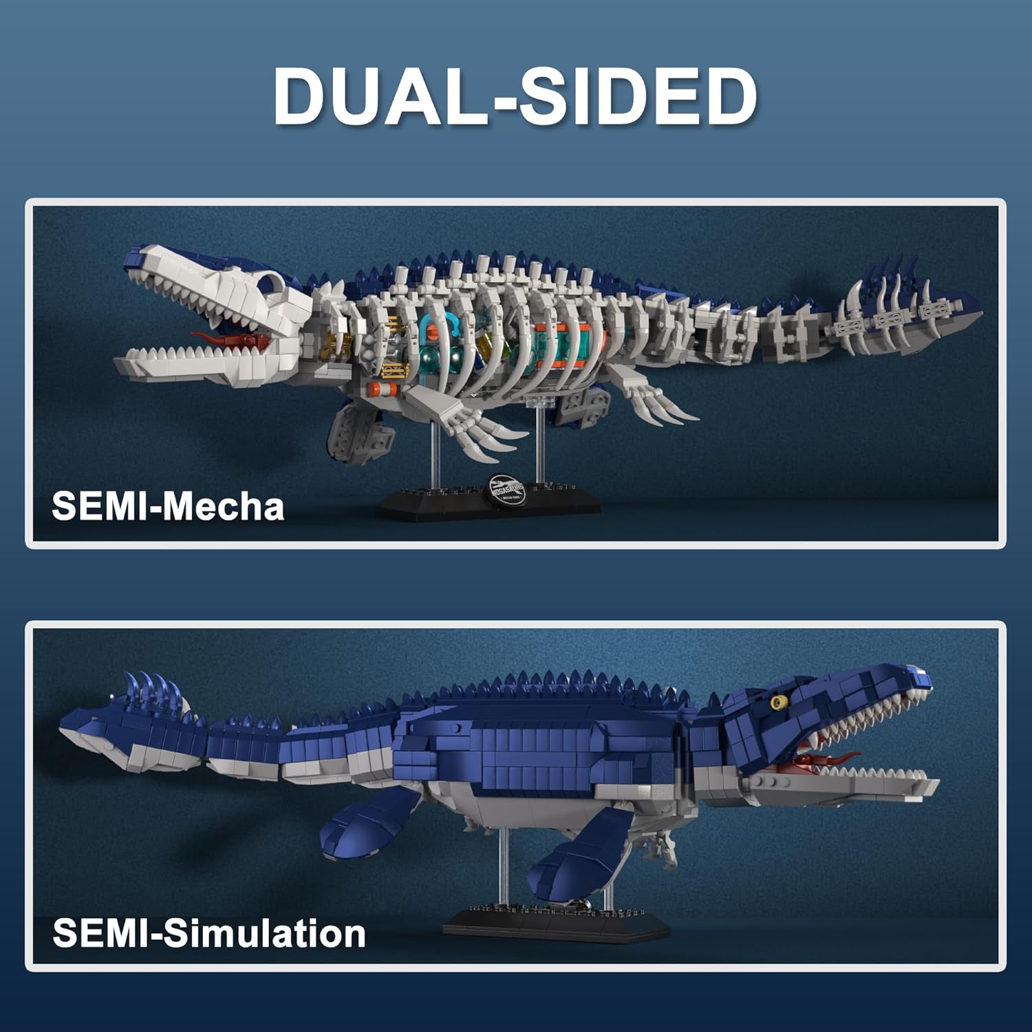 Dinosaur Toy Building Sets, Mechanical Dino Buildings Blocks Set for Boys Girls 12+Teens Adults, Creative Model Kits Home Room Office Decor Birthday, Mosasaurus 1026PCS