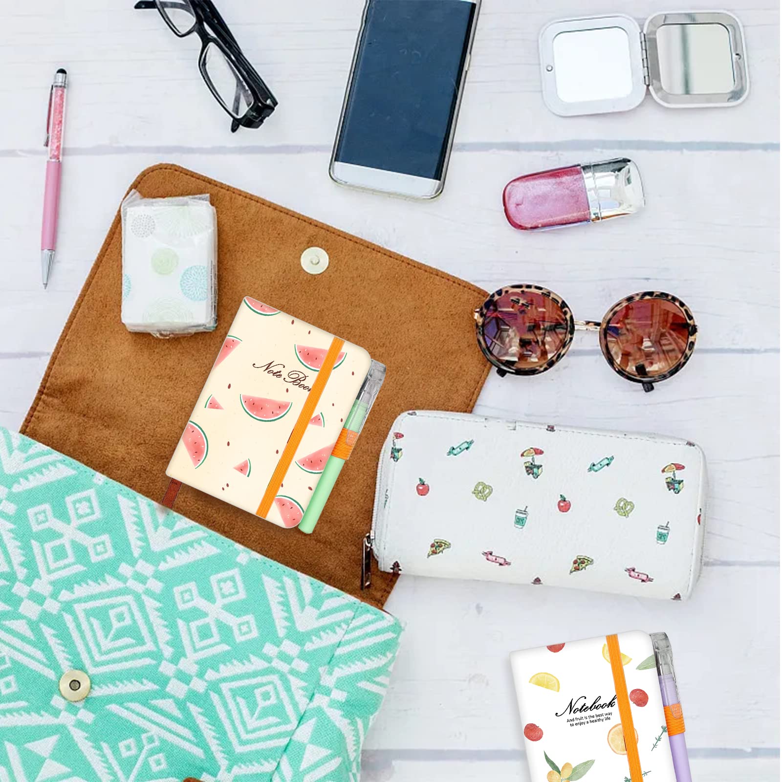 itechpanda Confezione da 2 mini quaderni tascabili con penna, formato A7, con copertina rigida, per bambini, ragazze, donne, università, studenti, ufficio, diario per scrivere oggetti