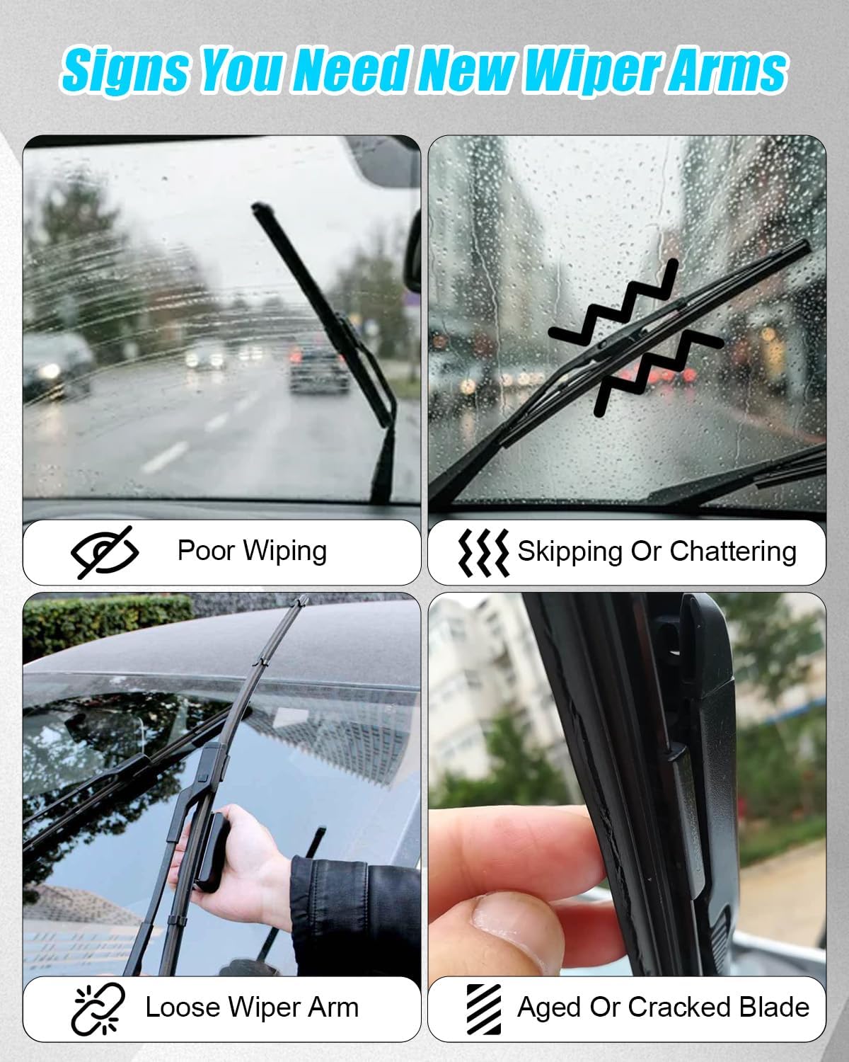 42812 1 Pair Front Windshield Wiper Arms with Blades Fit for Ford Mustang Fairmont Granada LTD Mercury Capri Cougar Marquis Zephyr Specific Vehicle Model