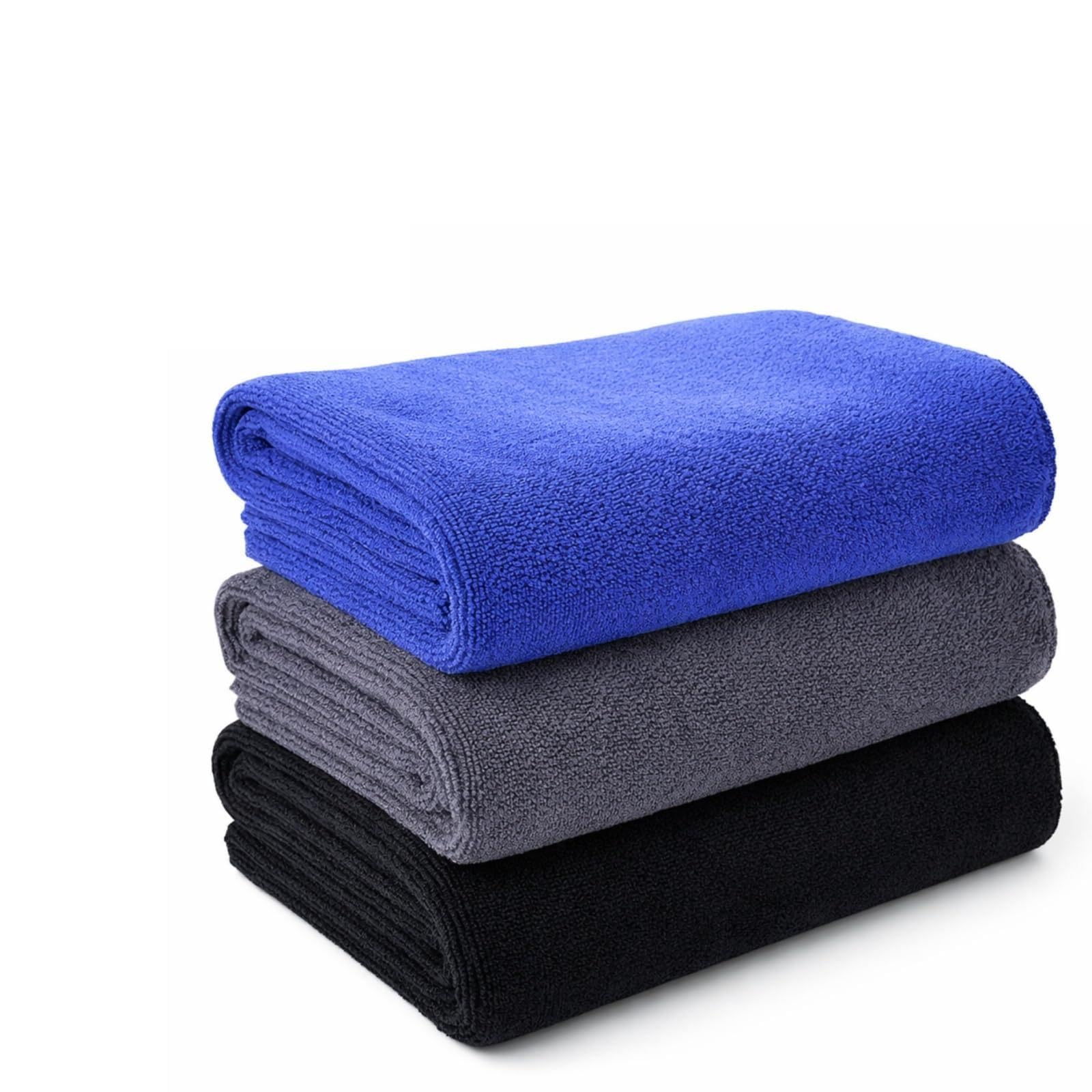 3PCS Gym Towels, Microfibre Sports Sweat Towels, 75x35cm, Bathroom & Beach Towel, Fast Drying & Absorbent for Adults Gym, Fitness, Yoga, Camping, Gym Essentials for Men & Women (Grey, Black, Blue)