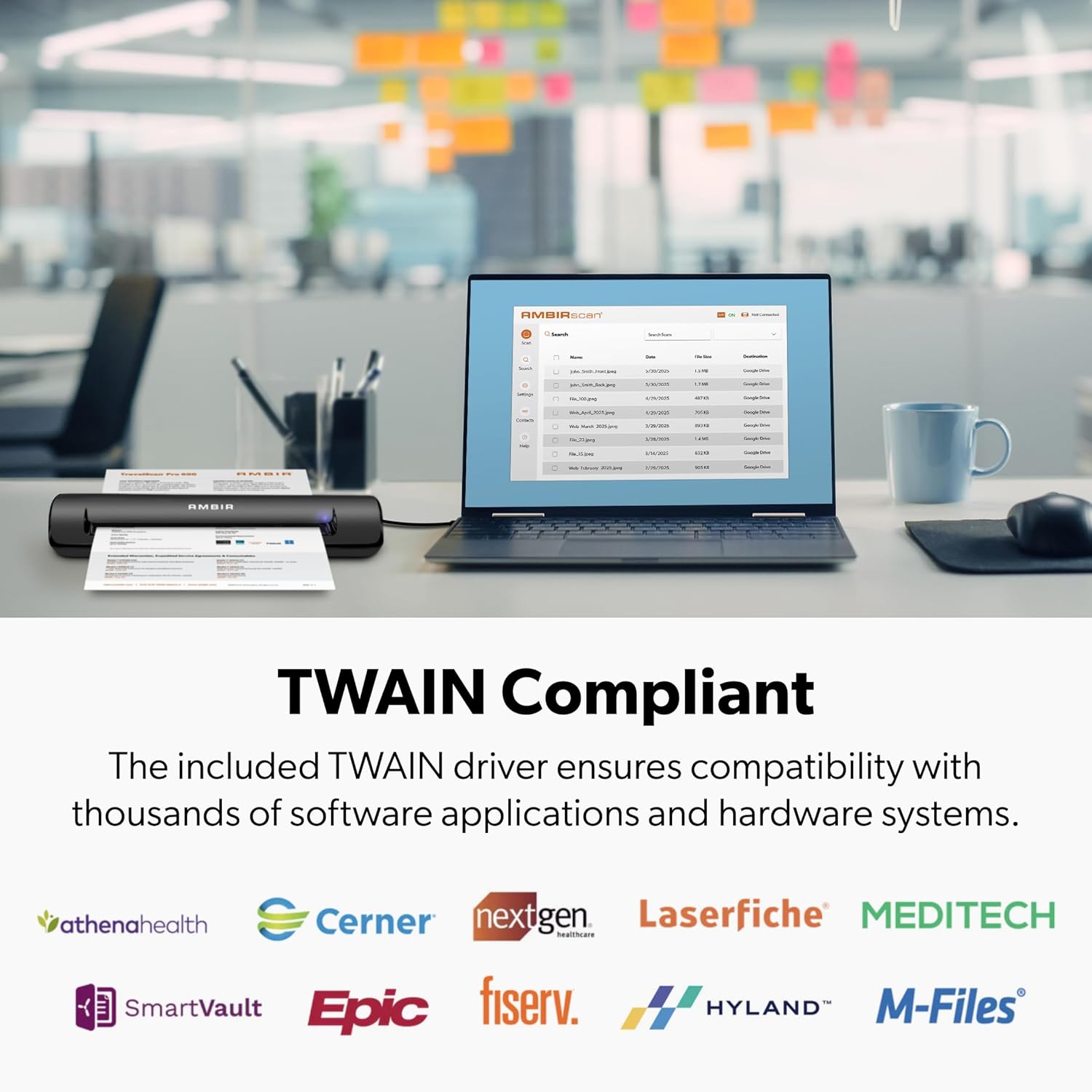 Ambir TravelScan Pro 600 (PS600-AS) Simplex Document Scanner and Card Scanner