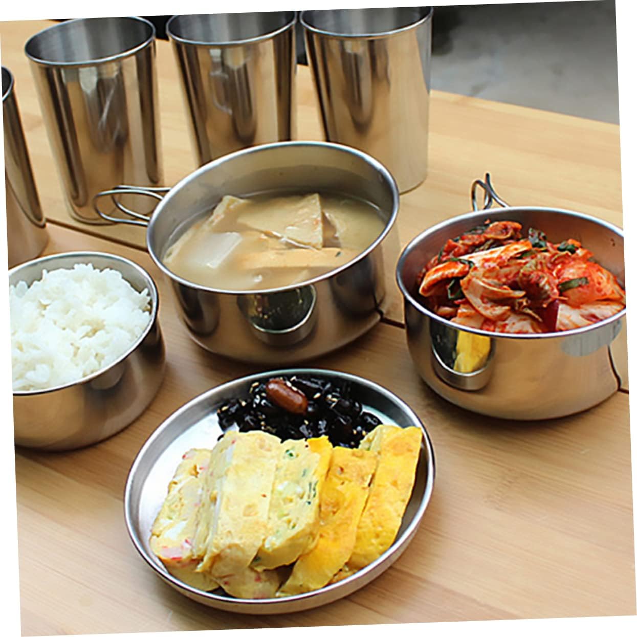 SUPVOX Person Portable Camping BBQ Pot Set Utensils Outdoor Grill Pan Water Container for Hiking Picnic BBQ