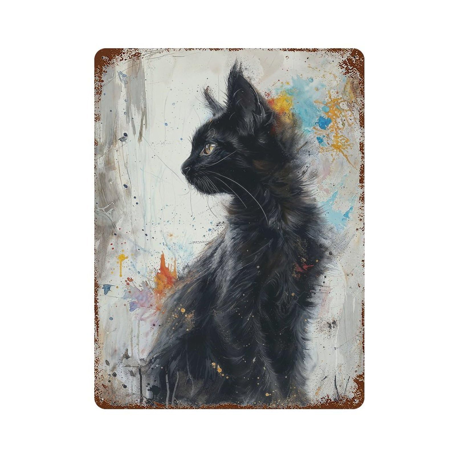 Noir Feline Elegance Vintage Metal Tin Sign 15.7"x11.8", for Cafe, Home Bar And Lounge Decor, Vintage Wall Decor