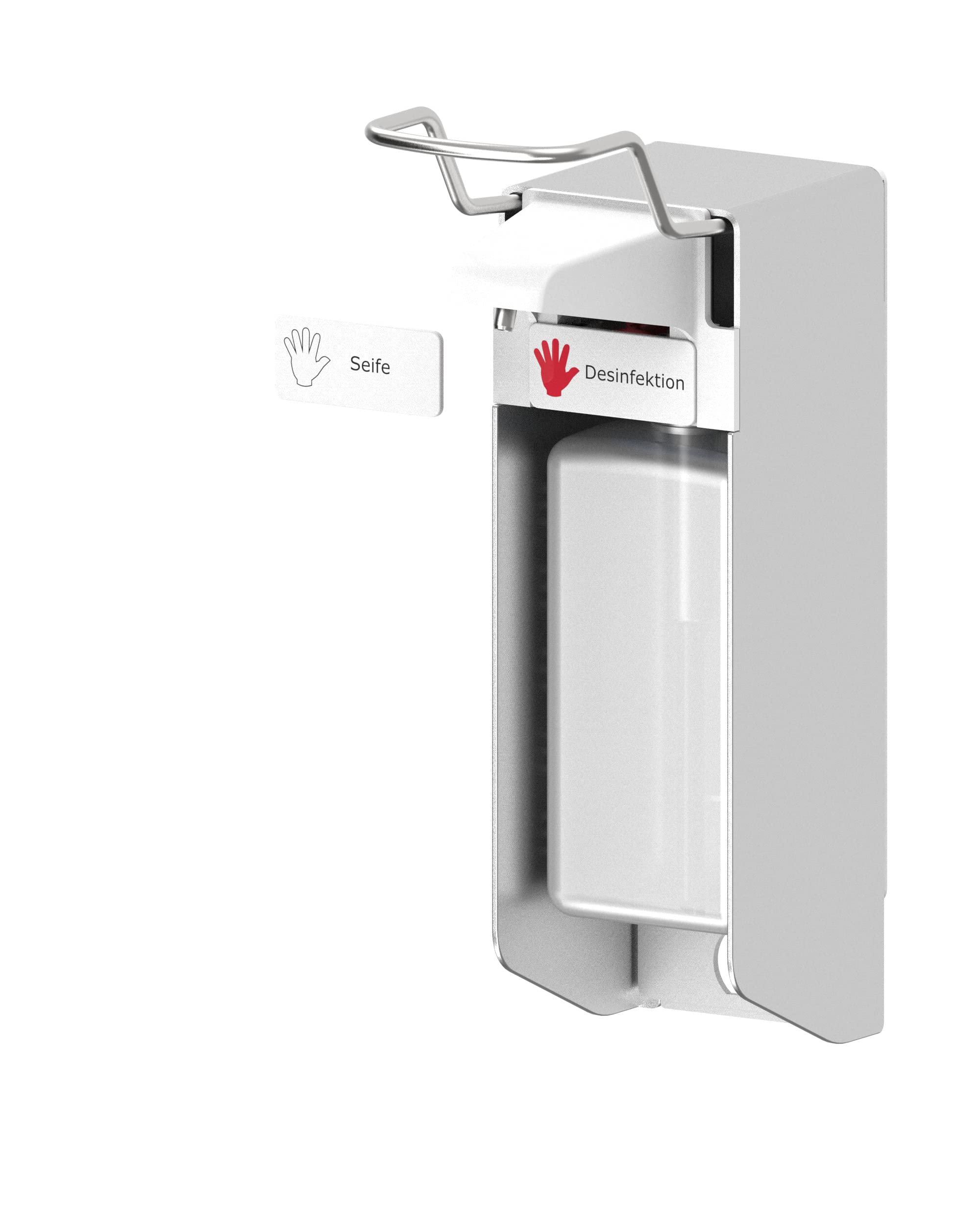 UNIversalspender | gelzenritter UNI-PRO 05 | Eurospender | 500 ml | kurzer Bedienhebel | 25,3 x 8,2 x 17,4 cm | Wandmontage | Aluminium | inkl. Leerflasche | 100% Made in Germany!
