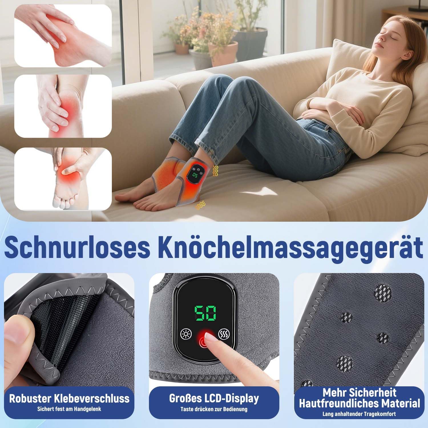 Masajeador De Pies, Masajeador, Masajeador Piernas, Masajeado-r De Pies 3 En 1, 3 Modos, 5 Niveles De Calor, Masajeado-r De Pie-s EléCtrico Recargable Y PortáTil Ajustable Para TensióN Y Fatiga