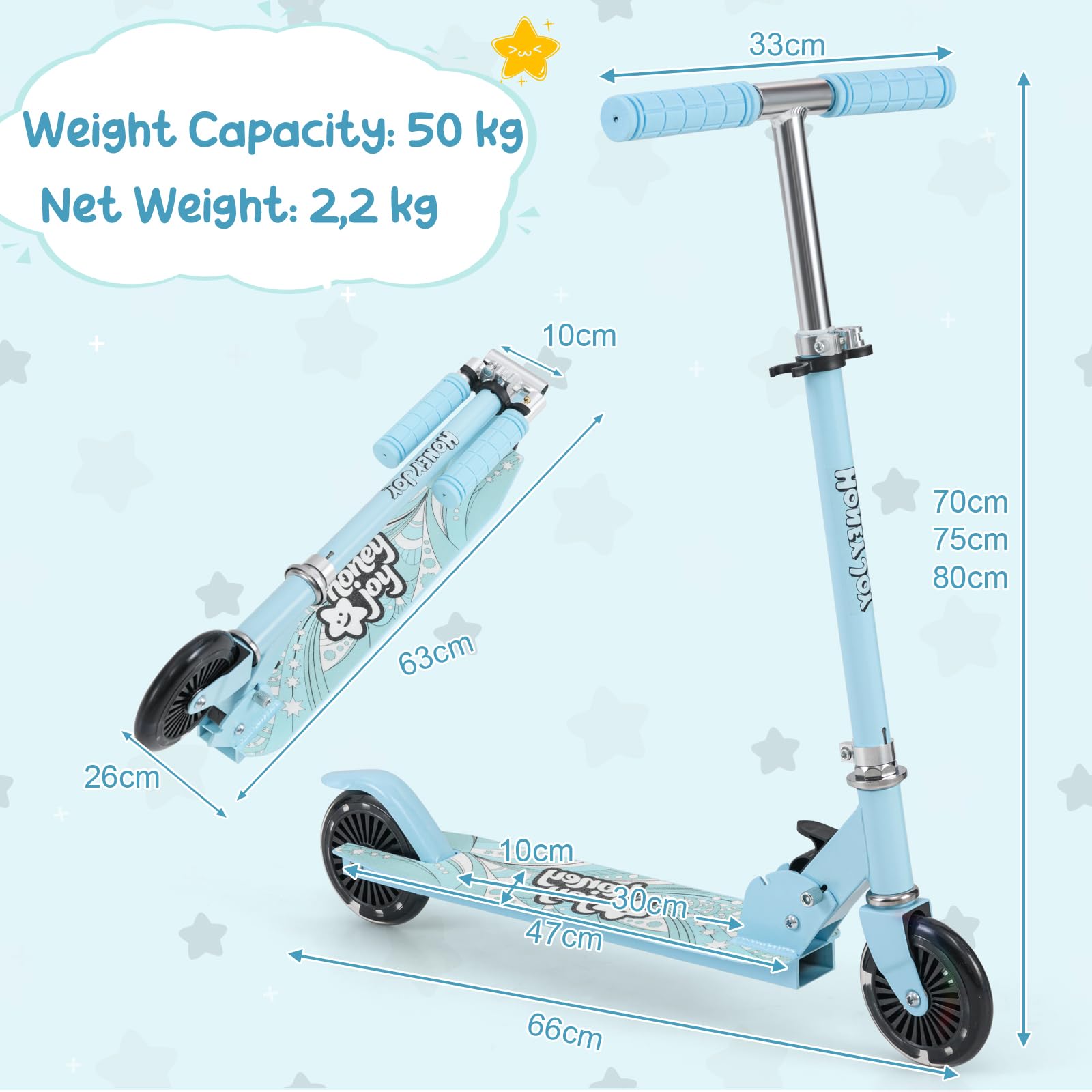KOMFOTTEU Trottinette pour enfant avec roues LED, pliable, en aluminium, avec 3 hauteurs réglables, charge jusqu'à 50 kg, sans support ni sangle, bleue KOMFOTTEU Trottinette pour enfant avec roues LED, pliable, en aluminium, avec 3 hauteurs réglables, charge jusqu'à 50 kg, sans support ni sangle, bleue