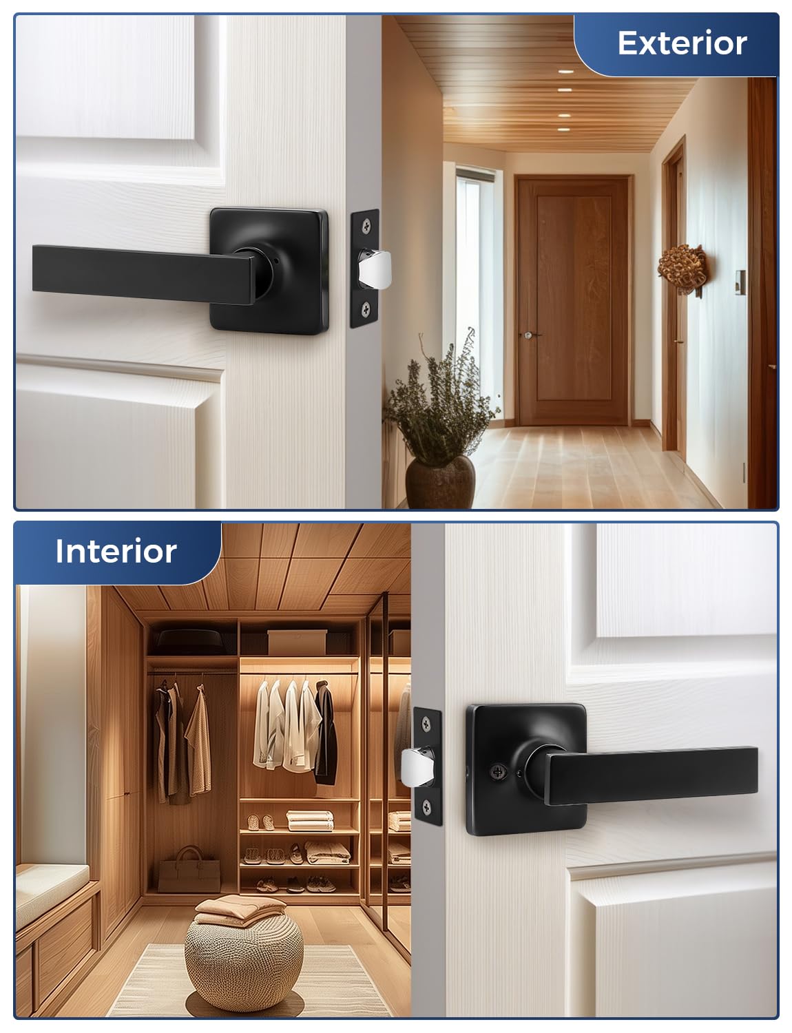 Privacy Door Handle Set Mengico 10-Pack Matte Black Privacy Door Handles - Keyless Bed/Bath Levers, Reversible For Any Door Probrico Door Handles