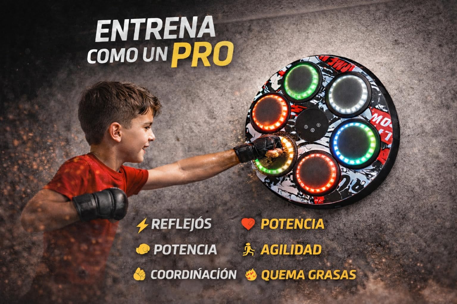 Maquina Boxeo Musical Pared, Boxeo en casa, Boxeo Pared Musical, Boxeo niños, Maquina Boxeo, Boxeo Infantil, Boxing Machine, Incluye 2 Pares de Guantes y Tablero de puntuación