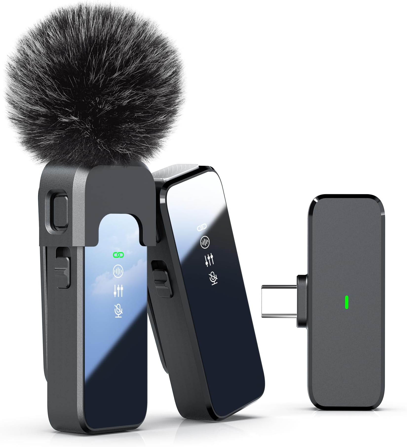 Rythflo Wireless Lavalier Microphone for iPhone 15 & Android with Noise Cancellation, 100ft Transmission, 18H Battery Life, USB Type-C Wireless Lapel Microphone for Video Recording, Vlog, Streaming