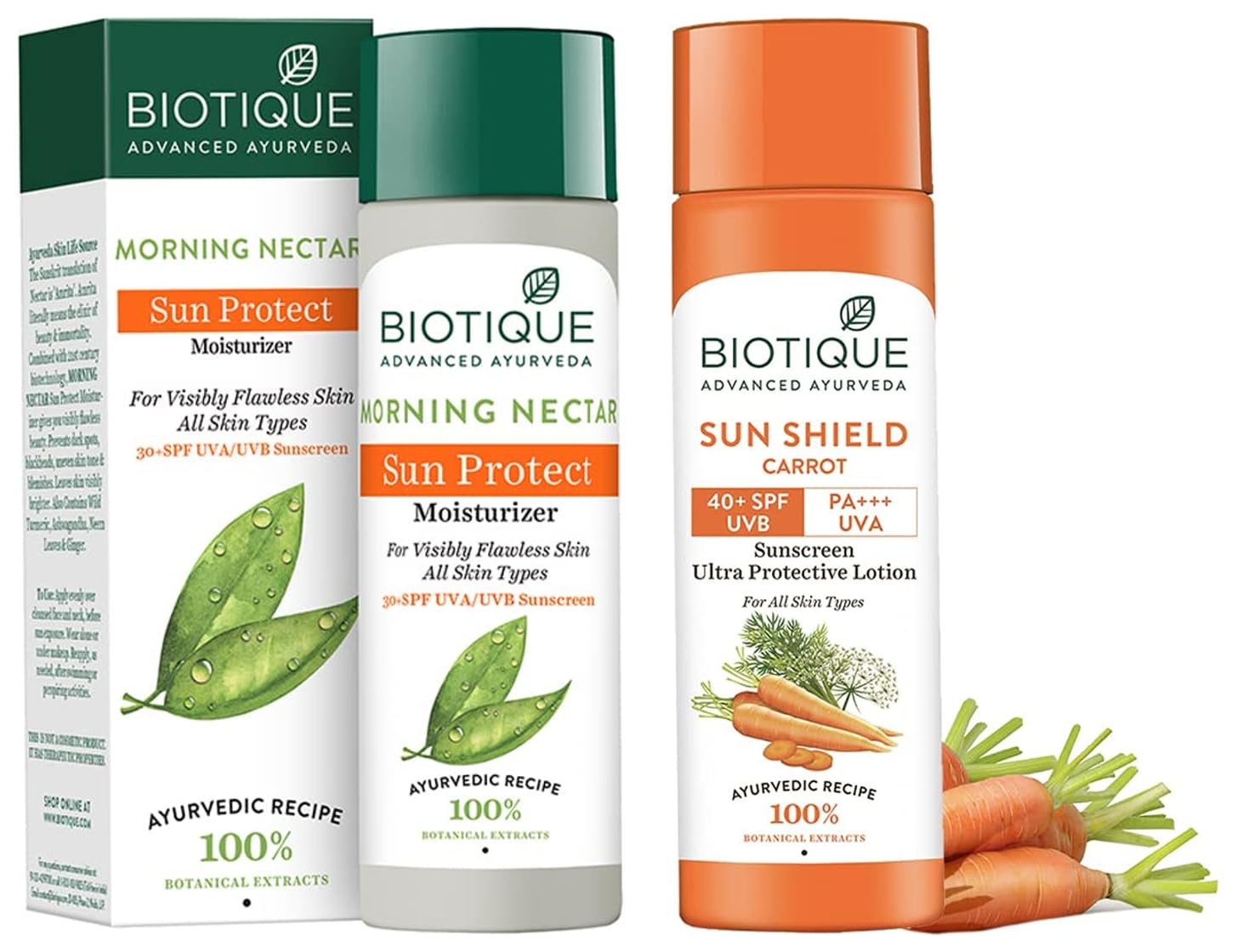 Biotique Bio Carrot Face & Body Sun Lotion Spf 40 Uva/Uvb Sunscreen For All Skin Types In The Sun, 120ml & Bio Morning Nectar Sunscreen Ultra Soothing Face Lotion, SPF 30+, 120ml-image-49