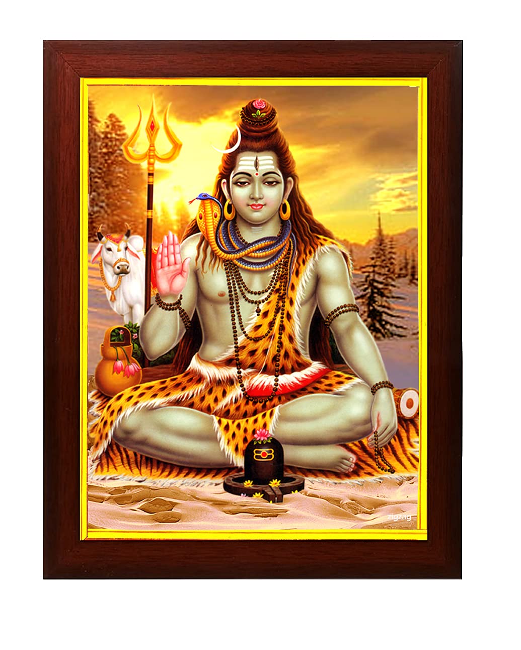 Cadre photo Sankar Mahakal zig zag décoration indienne murale taille M 34x24cm