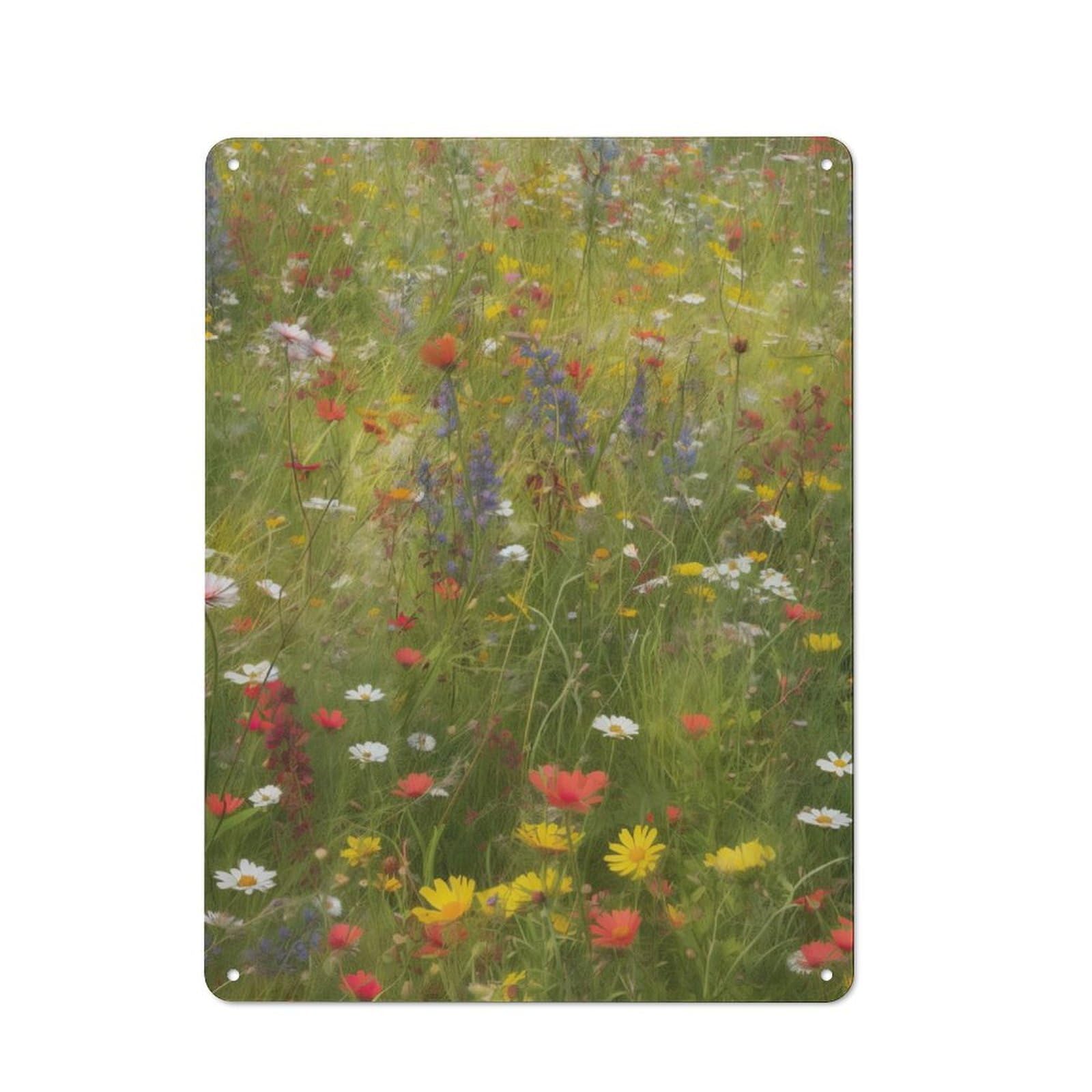 Junmoney Wildflower Field Retro Metal Plaque 40X30cm For Lounge Or Reading Corner, Winter Wall Decor For Reading Corner Decorators