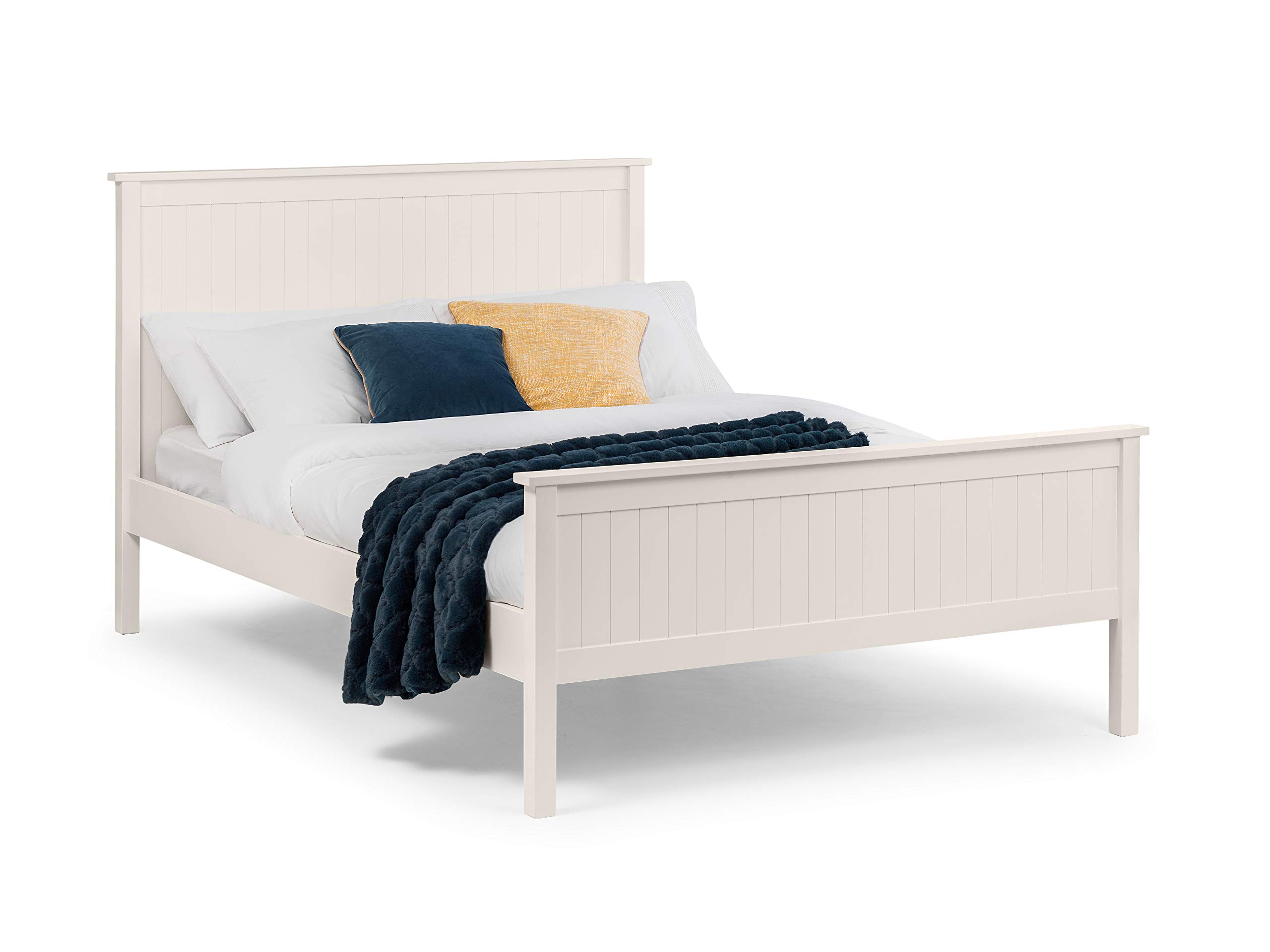 Julian Bowen Maine King Surf White Bed - Solid Slatted Base - New England Style