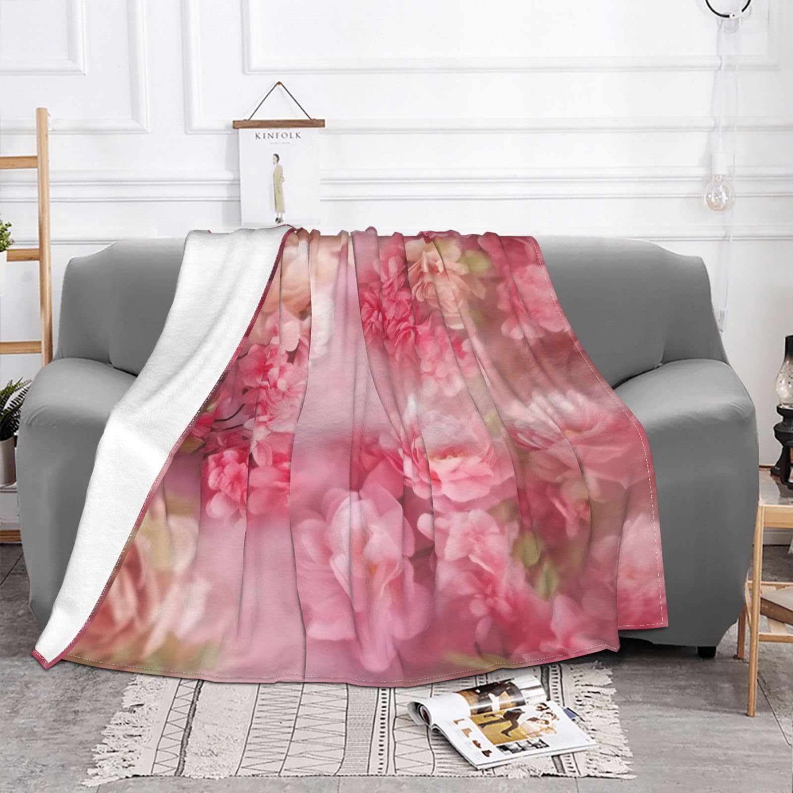 Coperta Floreale Morbida In Pile Di Flanella, Leggera E Soffice, Con Stampa Rosa, 152x203 Cm, Per Divano E Letto