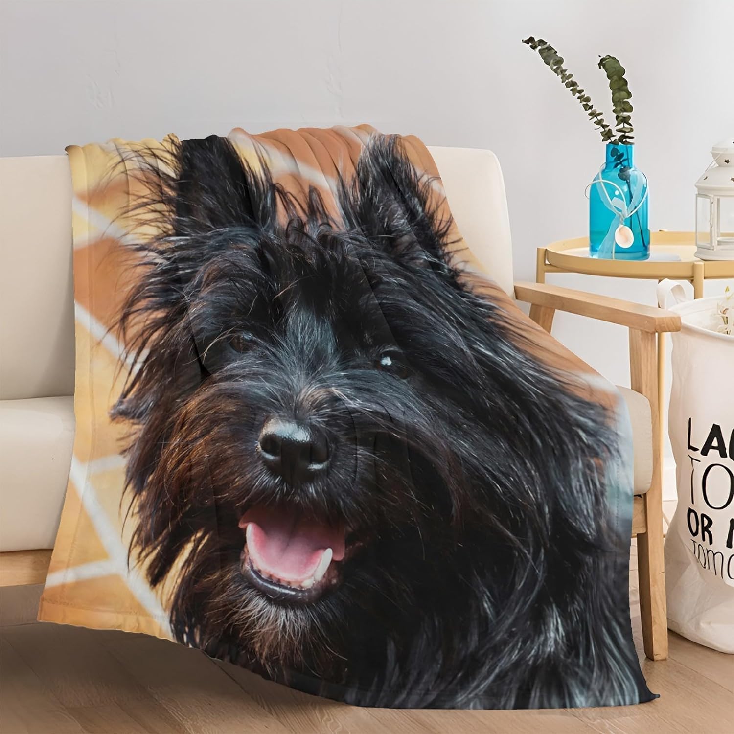 Couverture Chien Noir 3D Plaid Polaire 220x240 Animal Doux Microfibre Couverture en Flanelle Chien Couvertures et Plaids Chaud pour lit Jeté de Canapé m6985