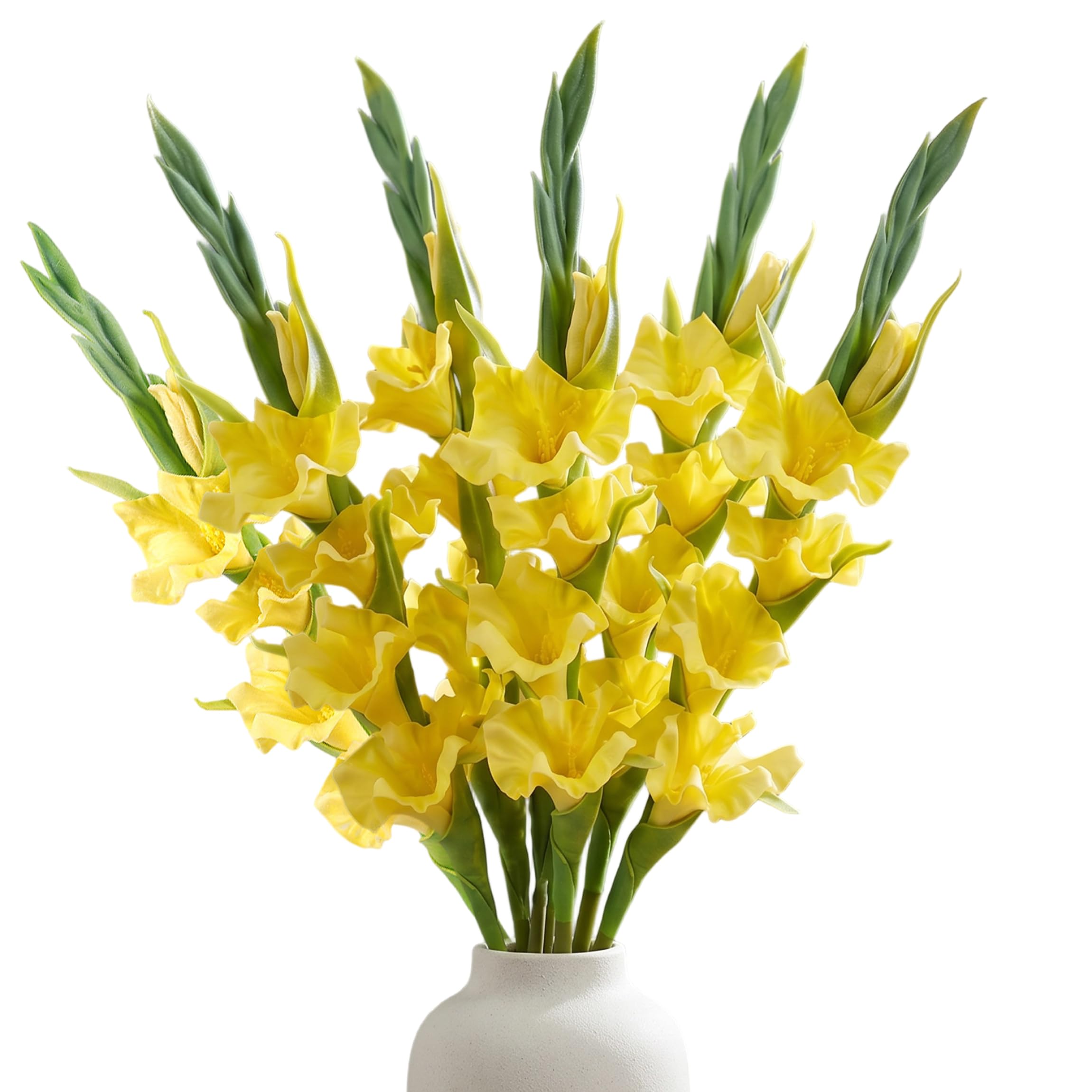 Vistnale 6PCS Gladiolus Artificial Flowers, 22in Realistic Faux Flowers for Vase, Lifelike Flower Stems for Home Decor, Yellow