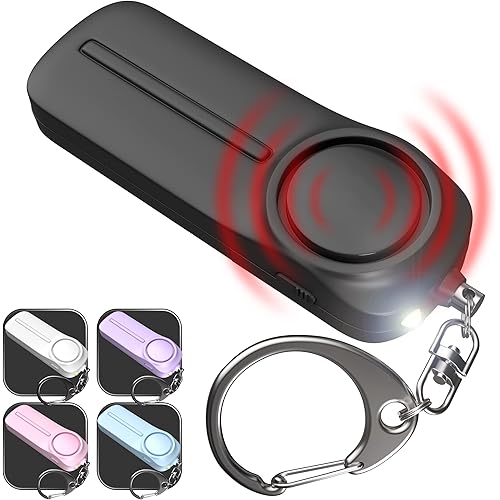 Safety Siren Keychain Loud Alarm for Women Protection – Self Defense Safesound Personal Alert Device with LED Light – 130 dB Emergency Security Handheld Whistle Key Chain by WETEN, Black