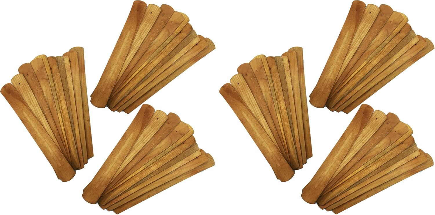 TRENDBOX 100pcs Handmade Plain Wood Wooden Incense Stick Holder Burner Ash Catcher Natural Design Buddhist