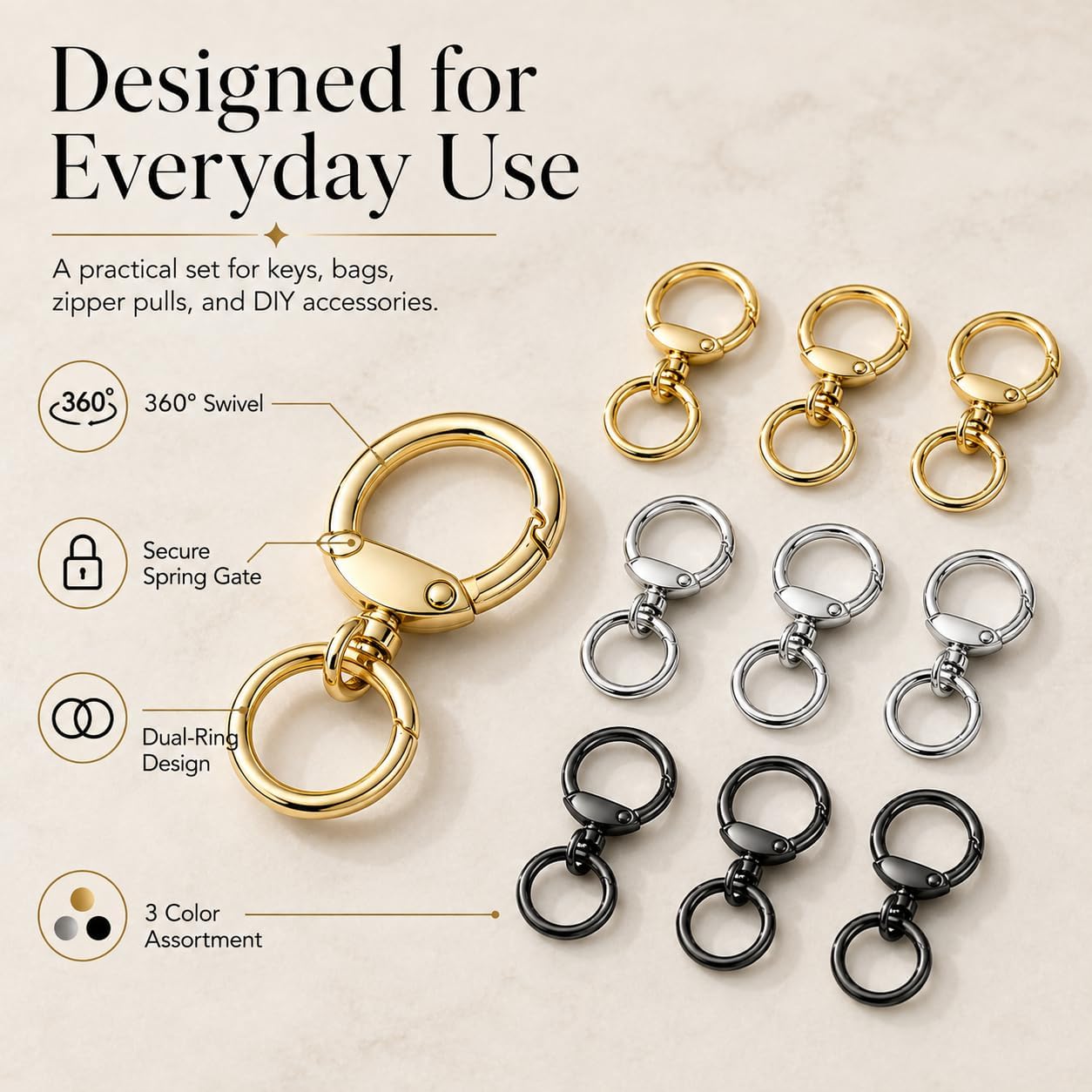 18 Pack Metal Spring Clasp Set for Bag Charms and Keychains image 4
