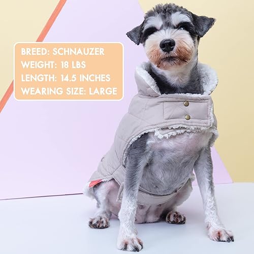 Miniatura 7 de KYEESE Abrigos para perro, chaqueta de invierno para perro con agujero para la correa, chaleco acolchado a prueba de viento, chaleco de sherpa para