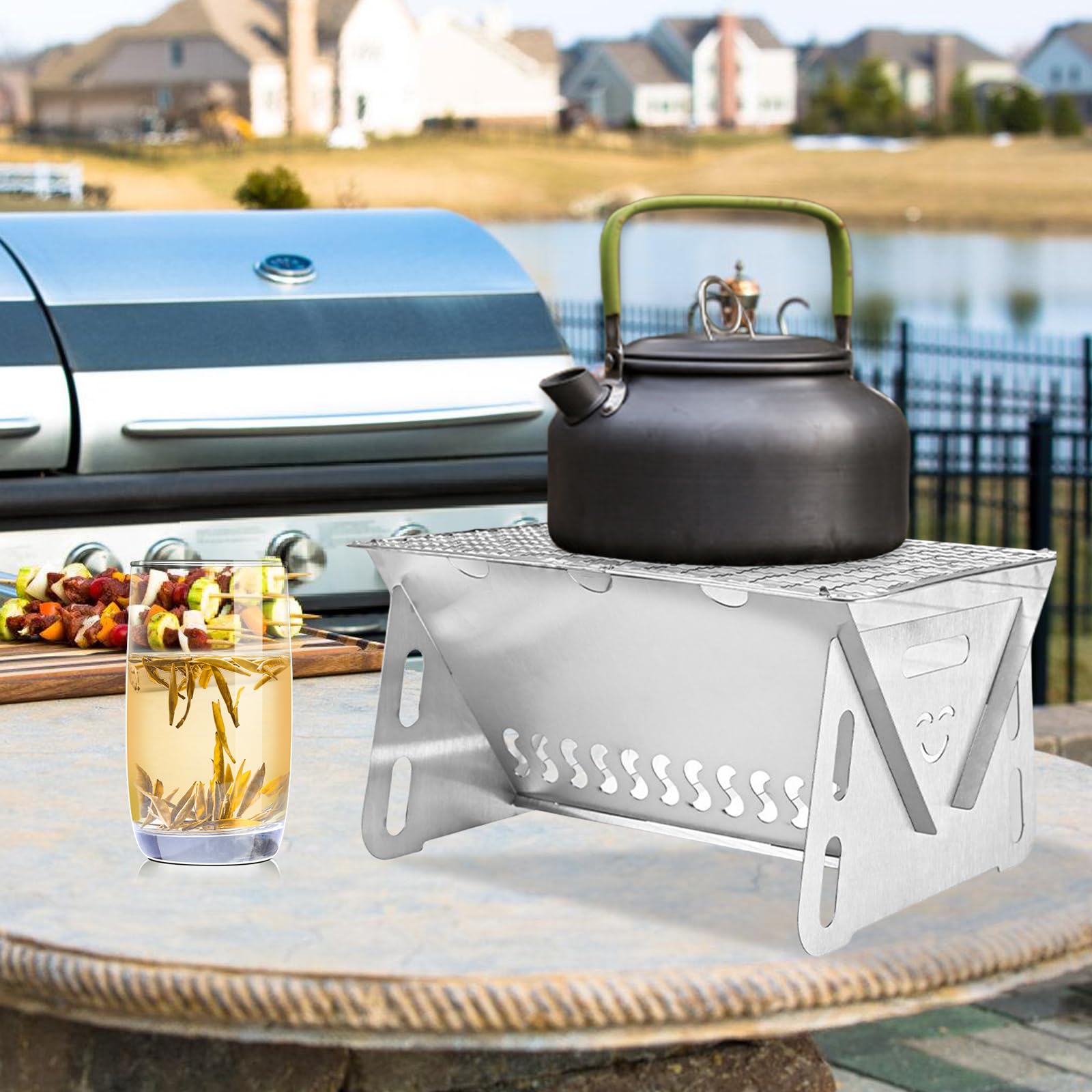 Youyijia Klappbarer Gasgrill Youyijia Mobiler Gasgrill - Klappbarer Campinggrill Aus Edelstahl Mit Tragetasche Grill Mit Tragetasche
