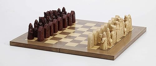 Miniatura 2 de Veronese Design Ajedrez estilo Isla de Lewis de 2 12 pulgadas con tablero pintado a mano resina madera marfil acabado estatua decoración del hogar