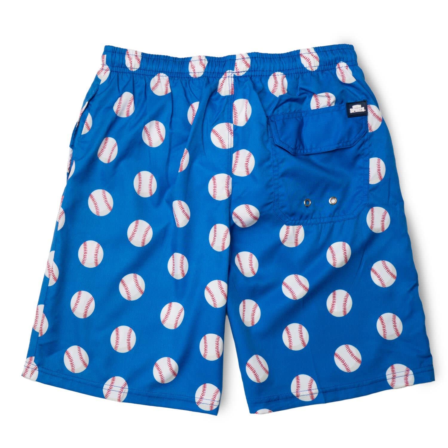 ChalkTalkSPORTS Baseball Swim Trunks | Summer Baseball Swim Shorts | Blue | Adult Medium